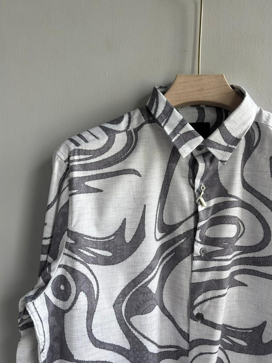 WHITE IMPORTED PRINTED SHIRT