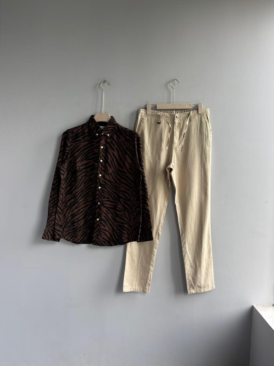DARK BROWN IMPORTED PRINTED SHIRT