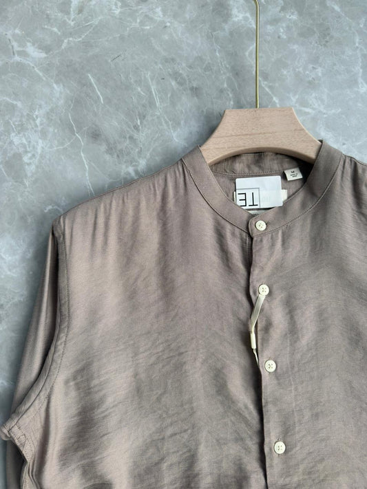 LIGHT BROWN IMPORTED CRUSHED MANDRIAN COLLAR SHIRT