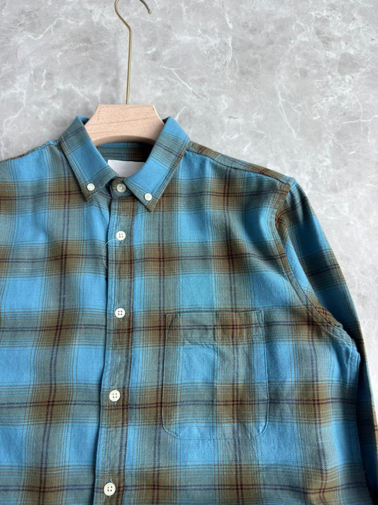 PEACOCK BLUE FLANEL CHECKED SHIRT
