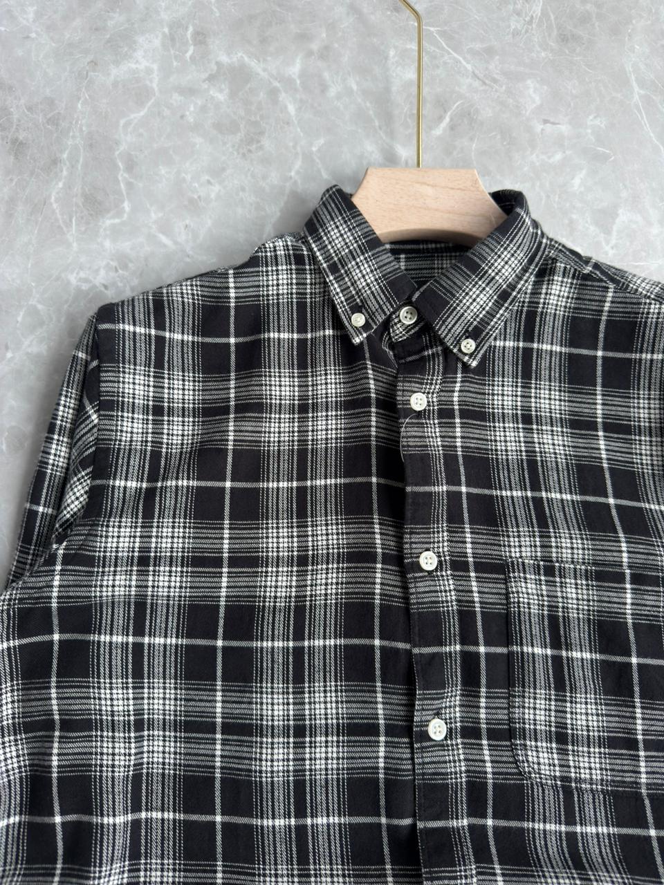 BLACK FLANNEL CHECKED SHIRT