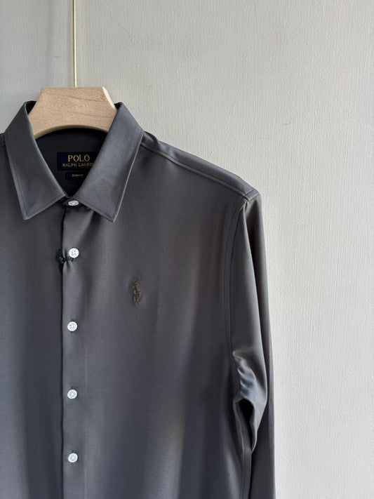 DARK GRAY IMPORTED SATIN SHIRT