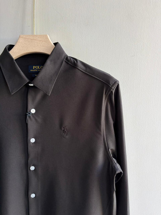 BLACK IMPORTED SATIN SHIRT