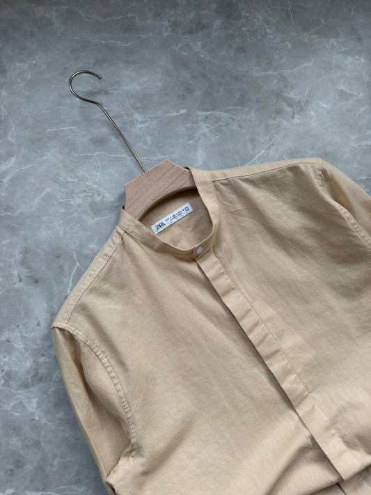SANDAL LINEN MANDRIAN COLLAR SHIRT