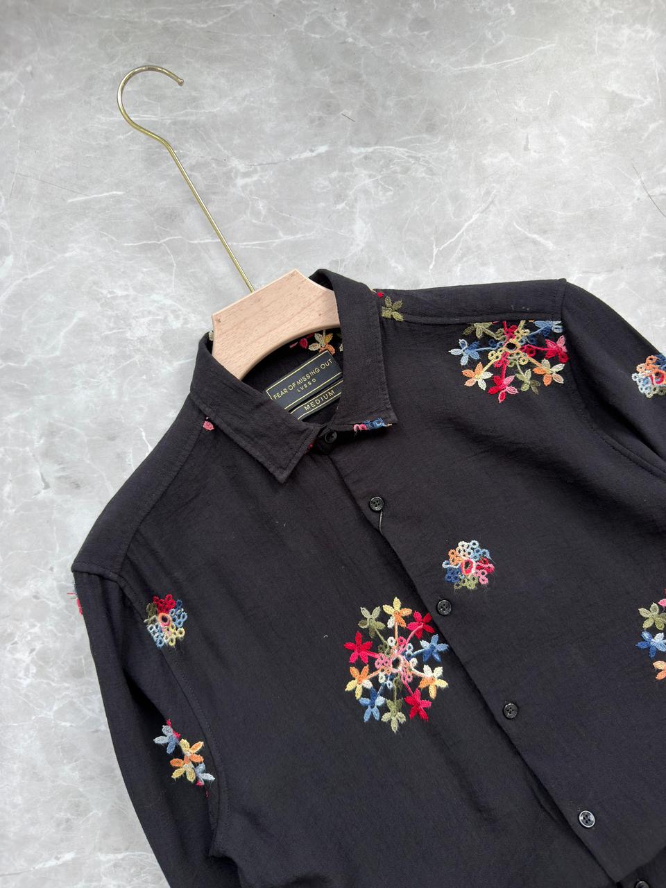 BLACK IMPORTED EMBROIDERY SHIRT