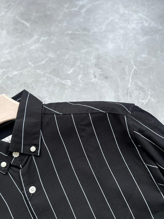 BLACK IMPORTED LINEN STRIPES SHIRT
