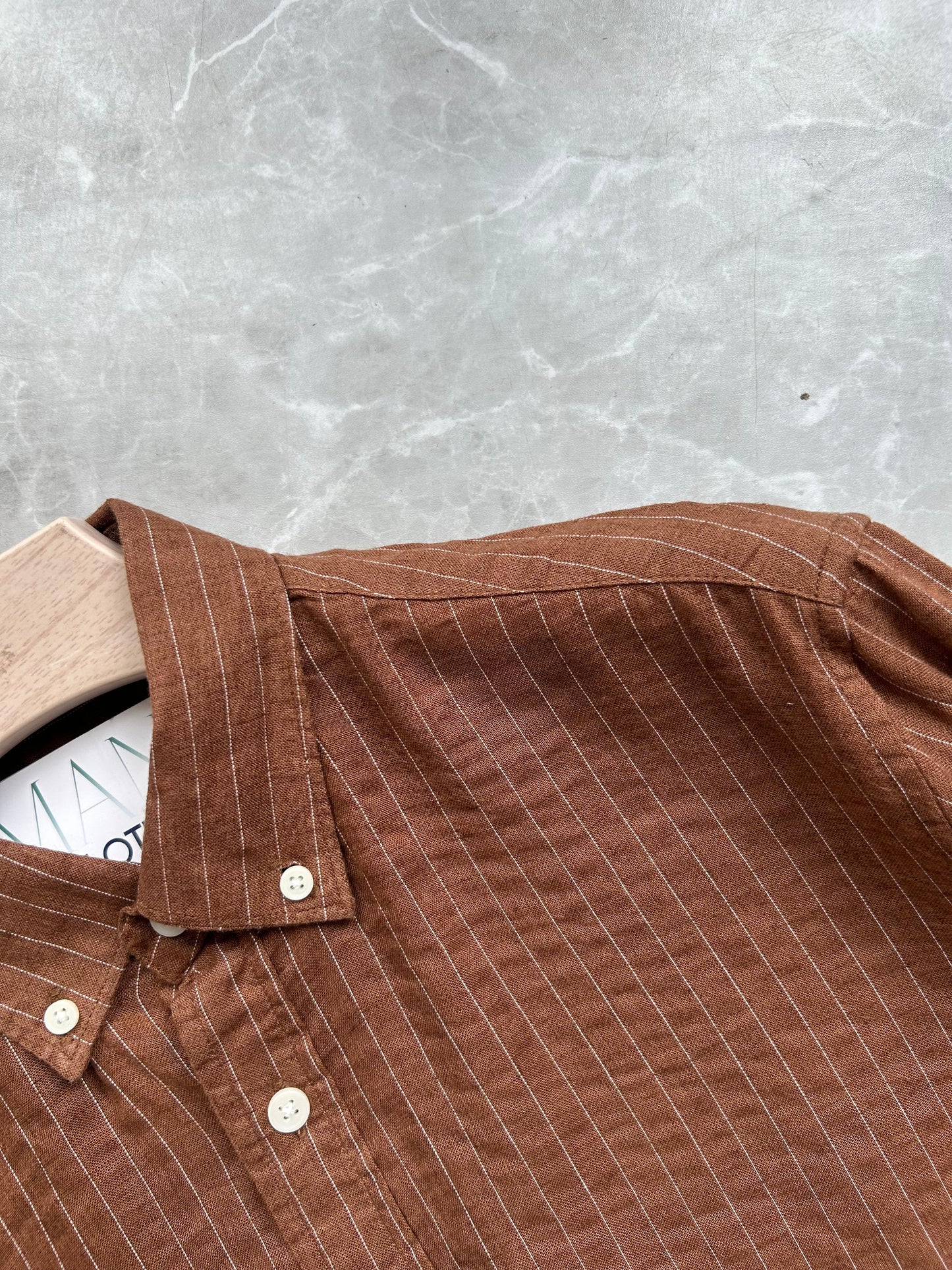 ORANGE LINEN STRIPES SHIRT