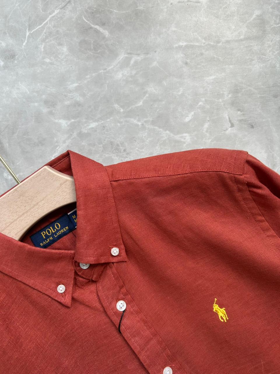 RUST BROWN PURE LINEN SHIRT