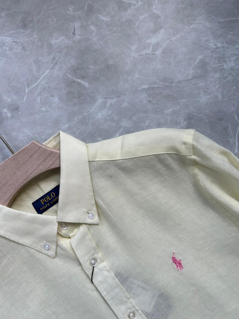 LEMON YELLOW PURE LINEN SHIRT