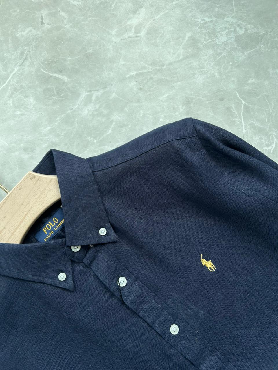 NAVY BLUE PURE LINEN SHIRT