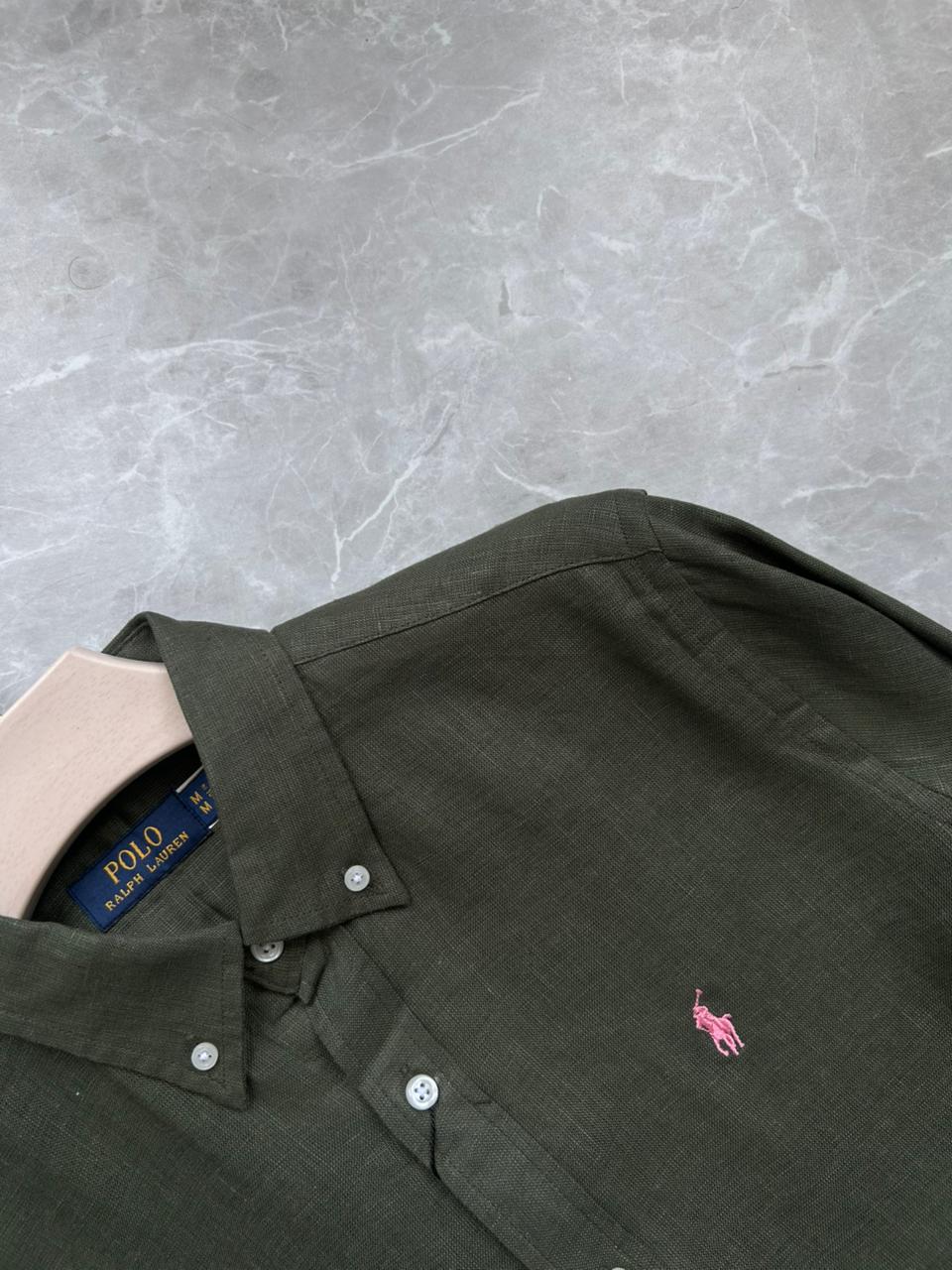 LIGHT GREEN PURE LINEN SHIRT
