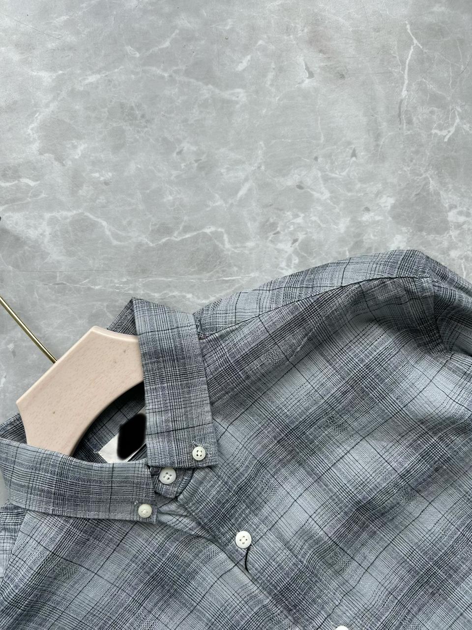 LIGHT GRAY FLANNEL CHECKED SHIRT