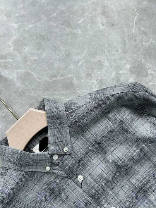 LIGHT GRAY FLANNEL CHECKED SHIRT