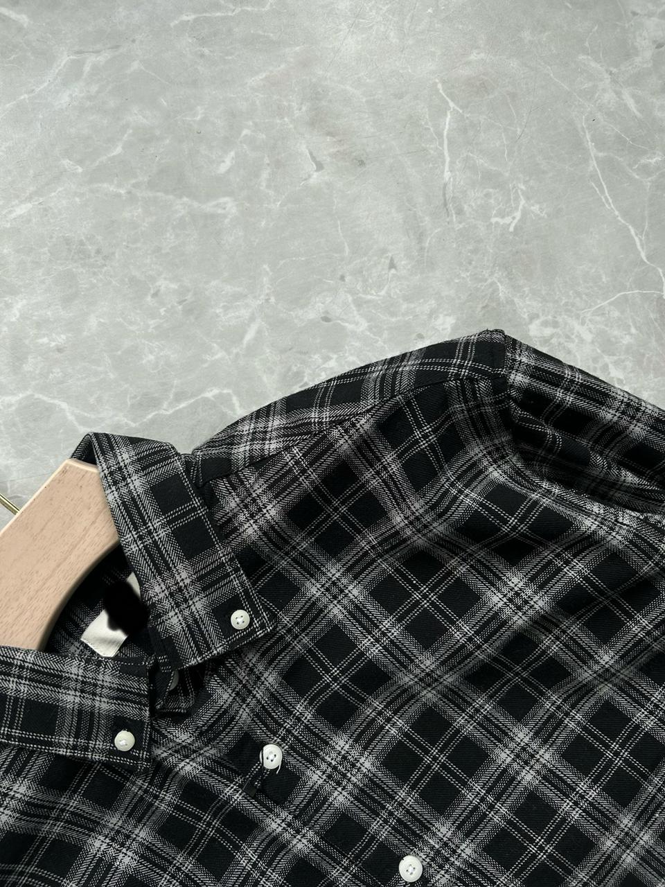 BLACK FLANNEL CHECKED SHIRT