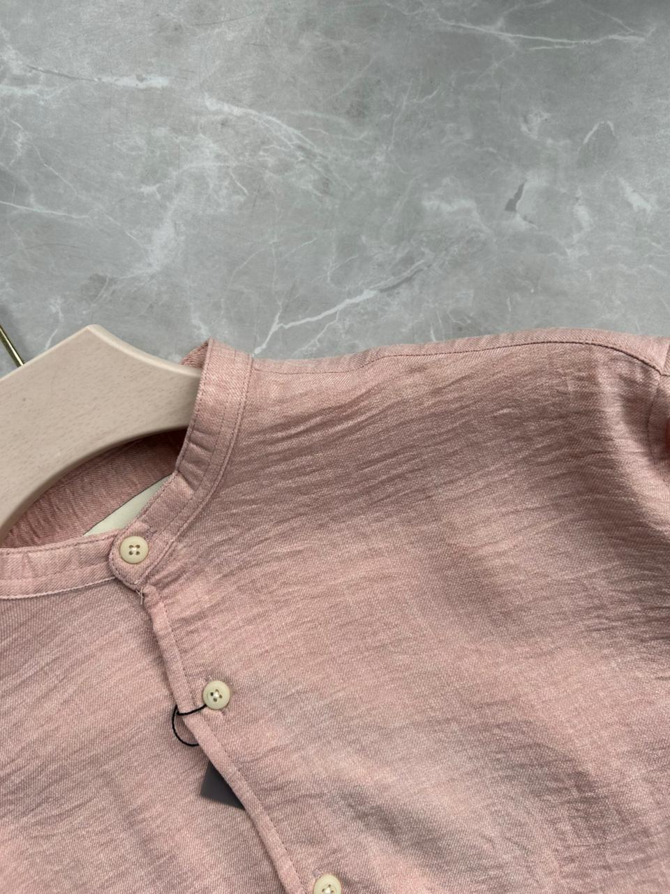 PINK CRUSHED MANDRIAN COLLAR SHIRT