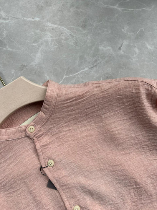 PINK CRUSHED MANDRIAN COLLAR SHIRT