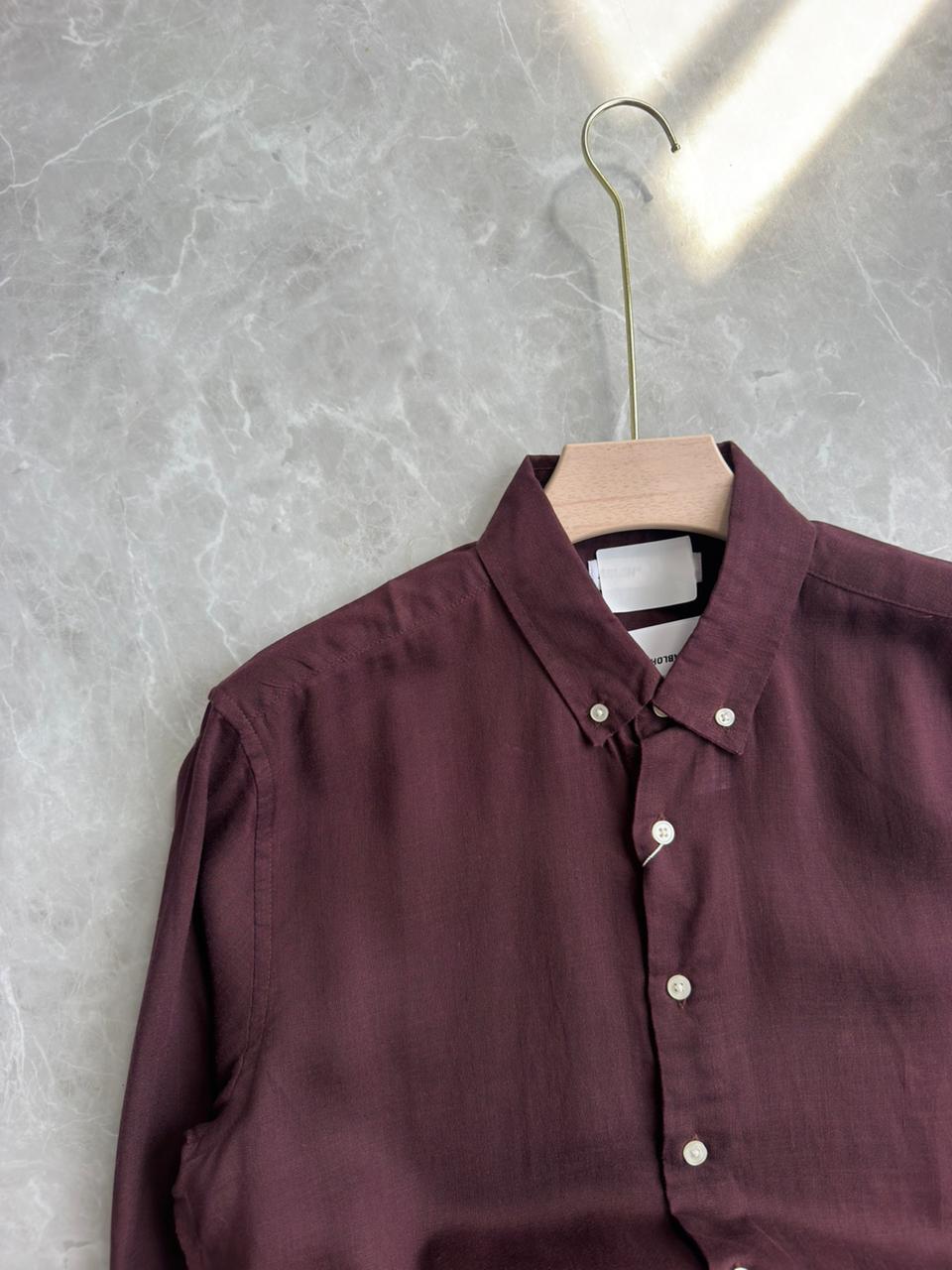WINE LINEN SHIRT