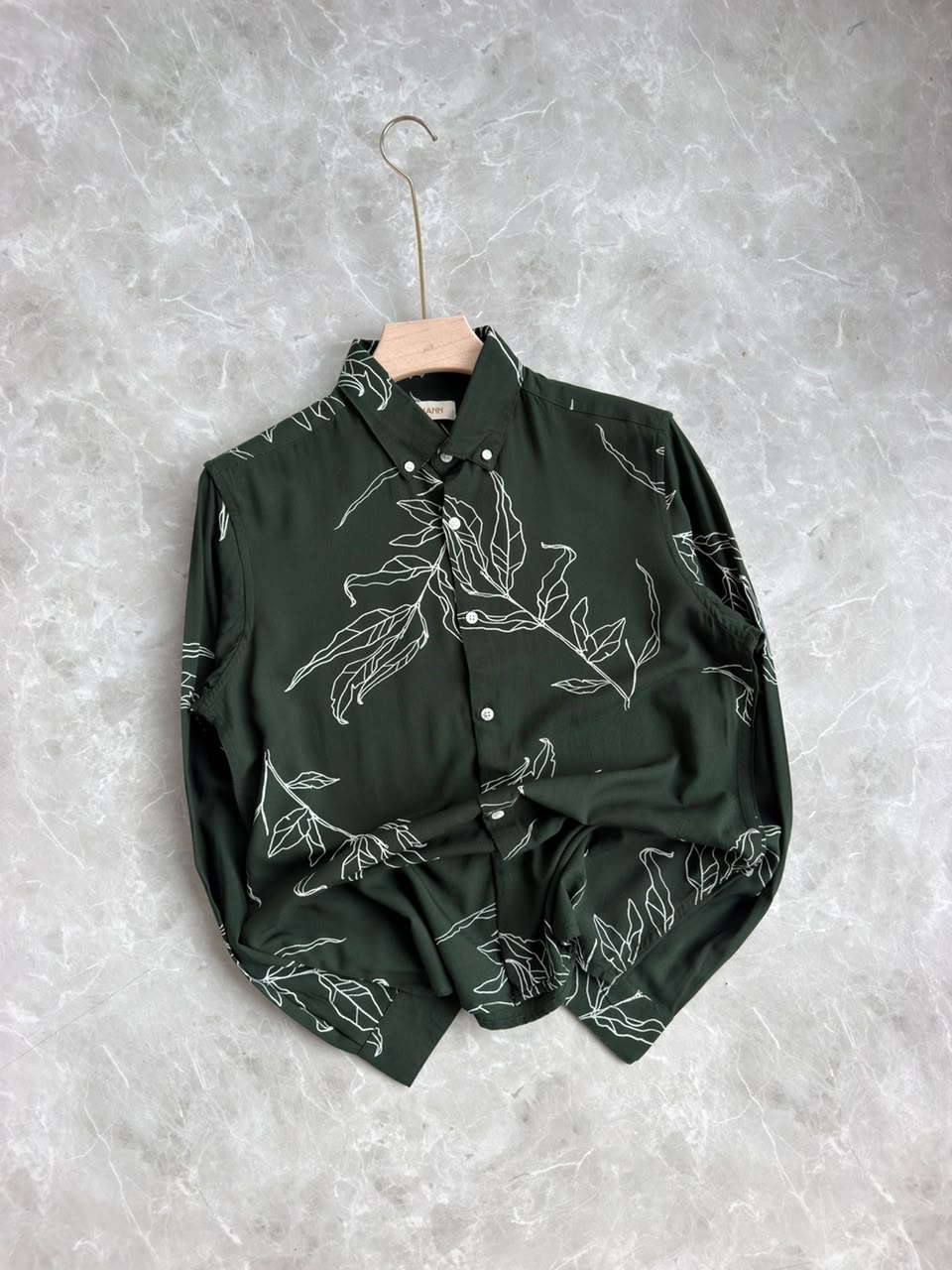 DARKGREEN PRINTED SHIRT