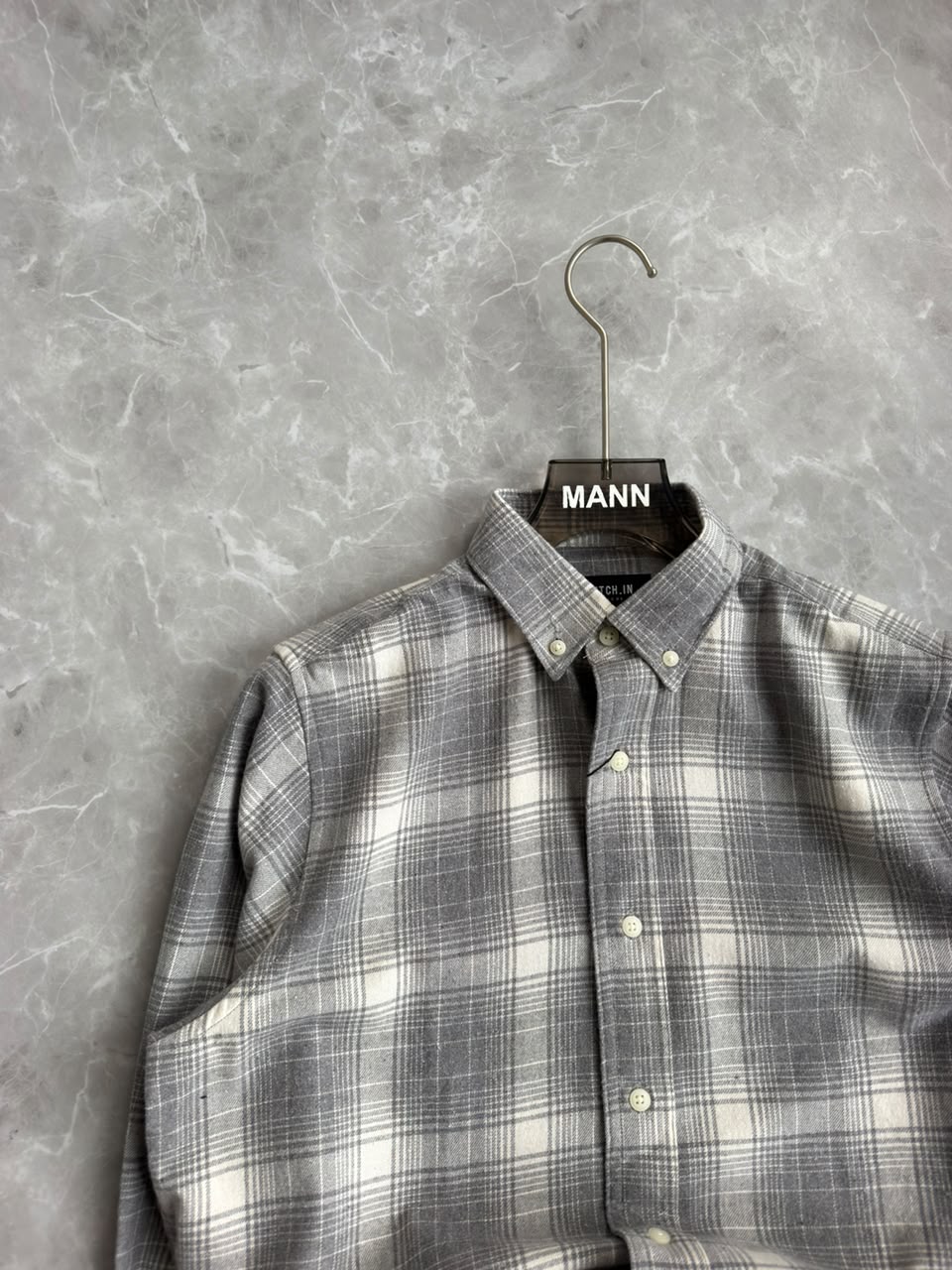 LIGHT GRAY IMPORTED BRUSHCOTTON FLANNEL CHECKED SHIRT