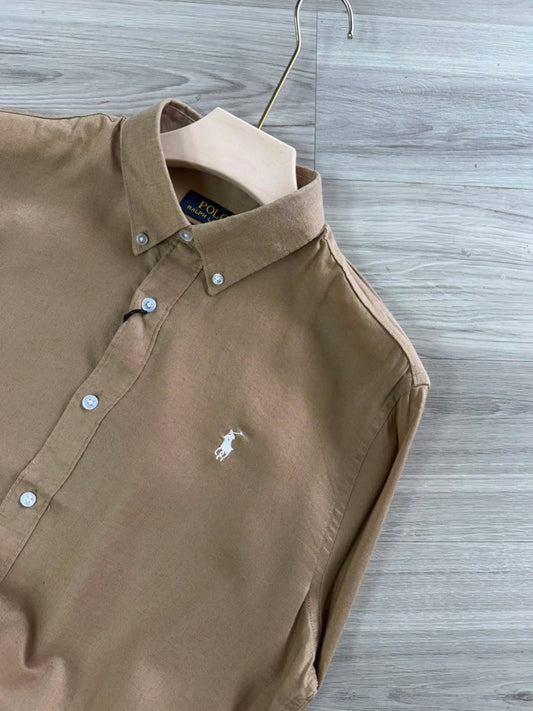 LIGHT BROWN LINEN SHIRT