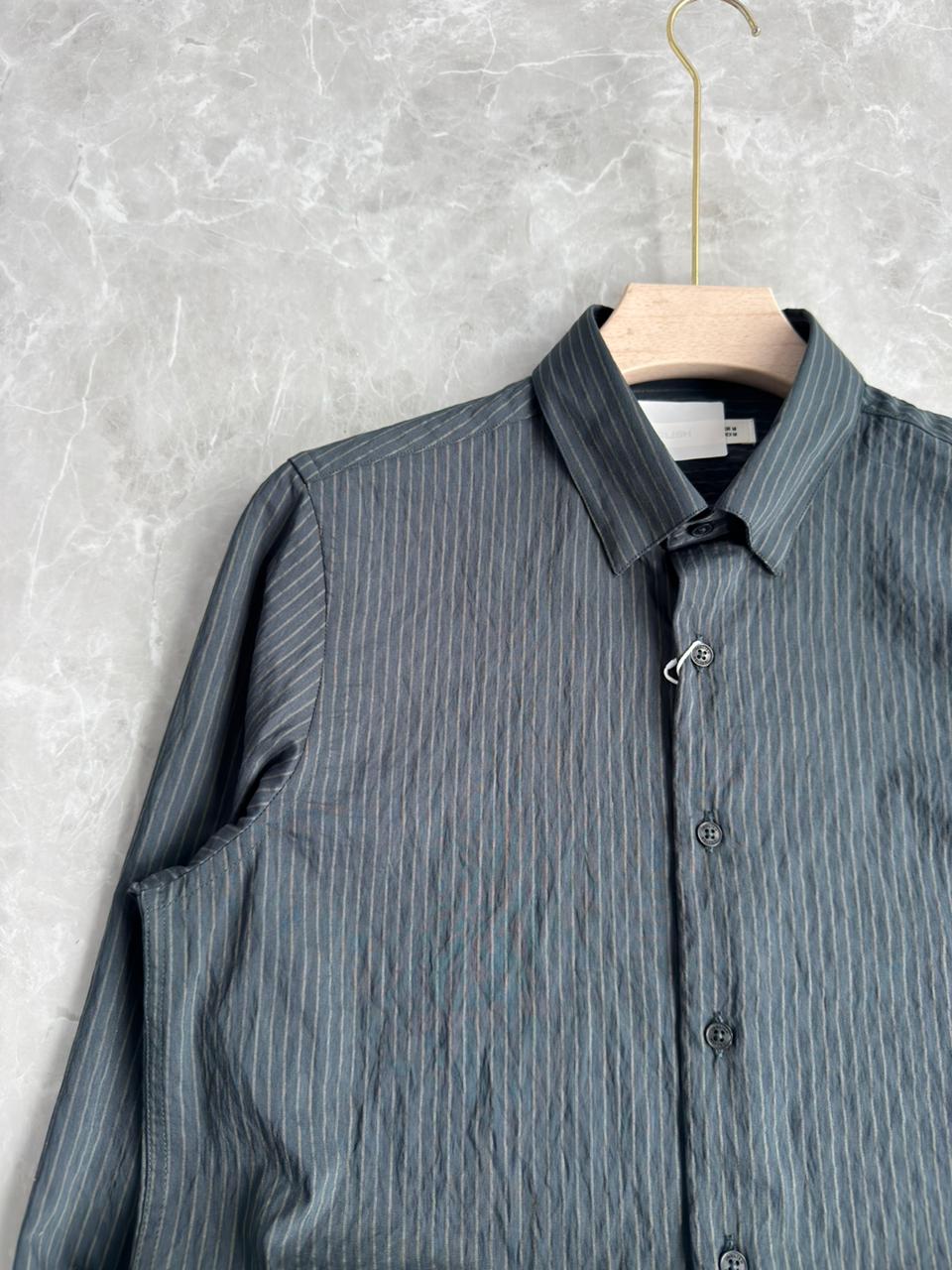 BLUE IMPORTED CRUSHED STRIPE SHIRT
