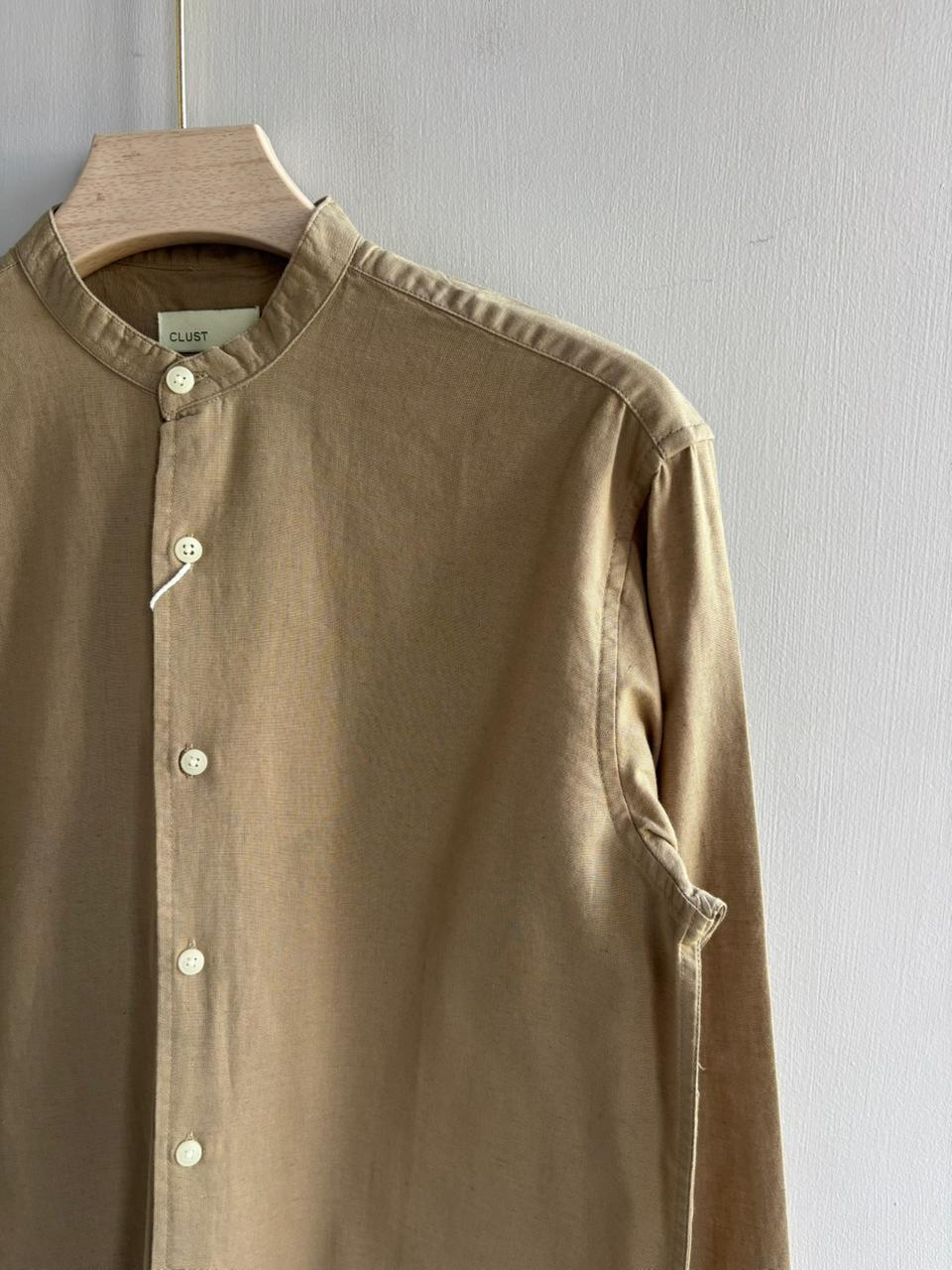 SANDAL LINEN MANDRIAN COLLAR SHIRT