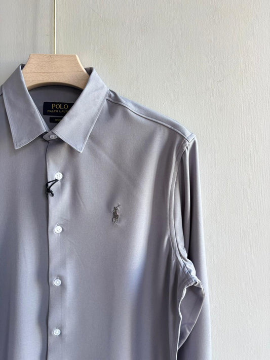 LIGHT GRAY IMPORTED SATIN SHIRT