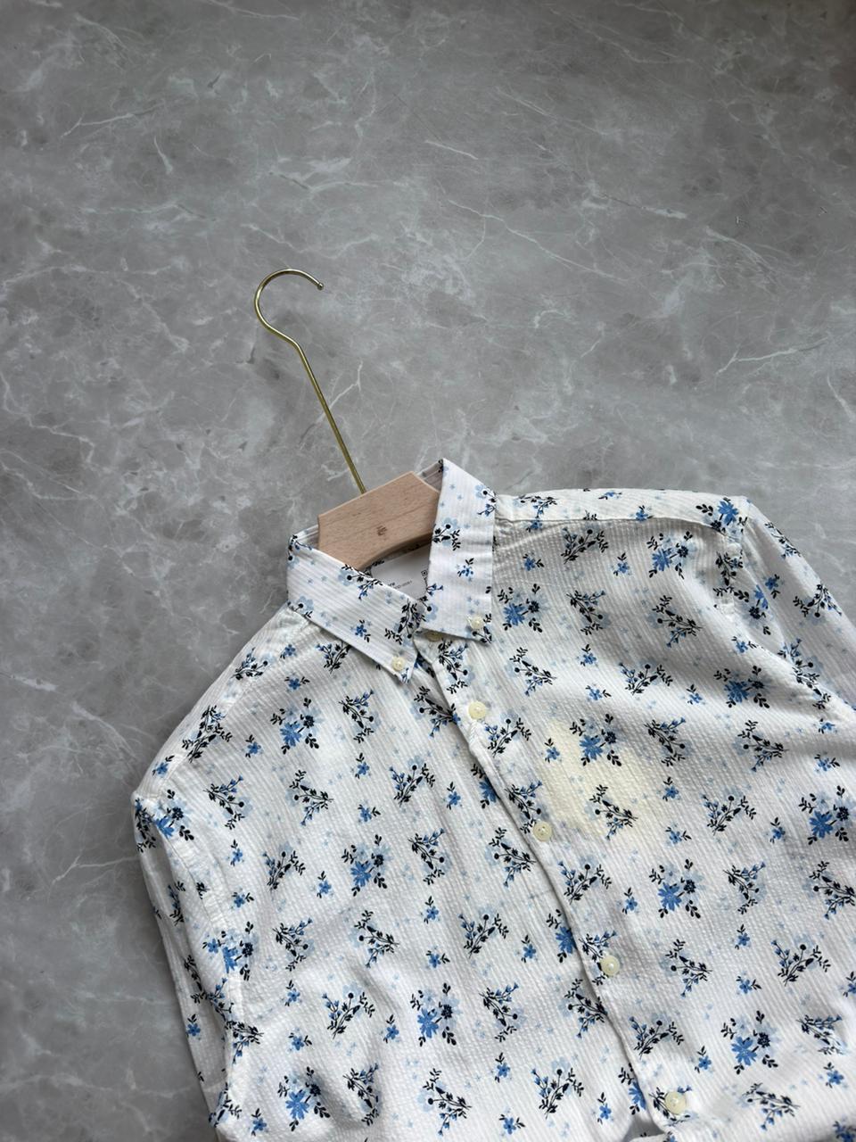 WHITE IMPORTED PRINTED SHIRT