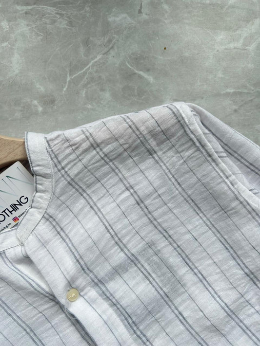 IMPORTED CRUSSHED MANDRIAN COLLAR SHIRT