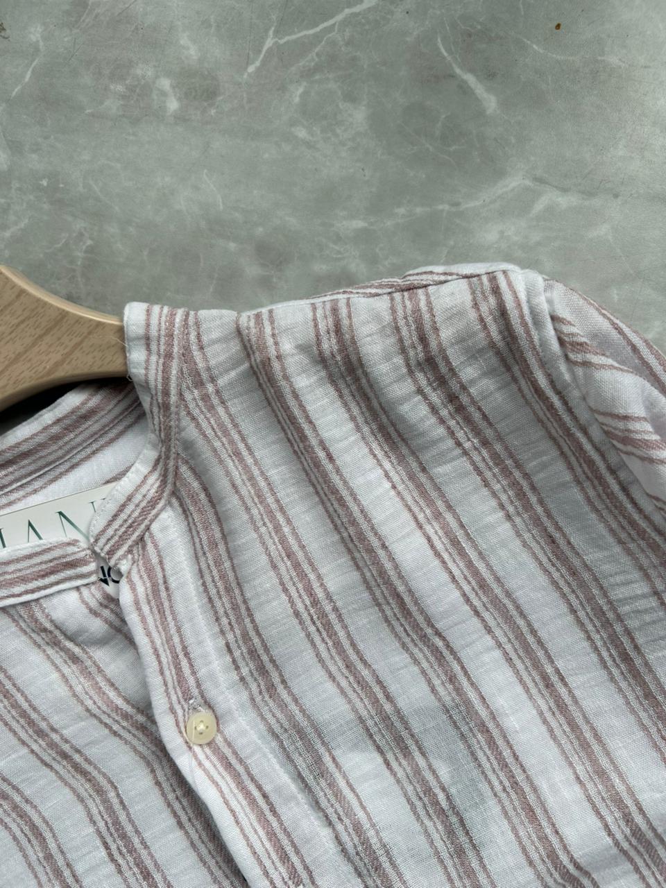 IMPORTED CRUSSHED MANDRIAN COLLAR SHIRT