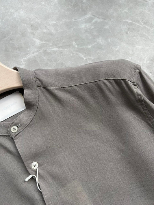 GRAY LINEN MADRIAN COLLAR SHIRT