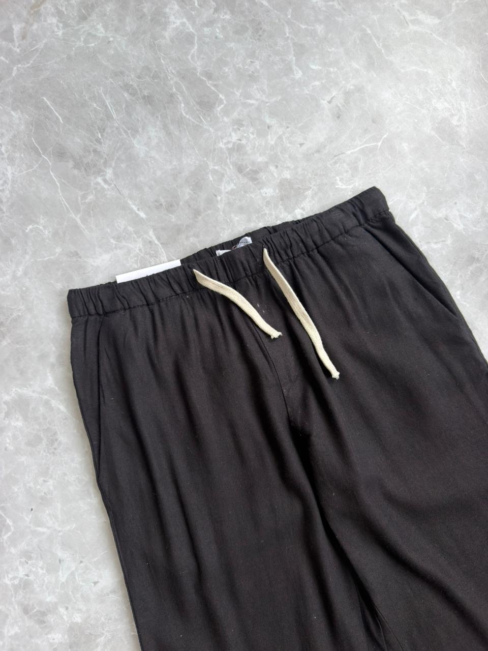 BLACK RELAX LINEN TROUSERS