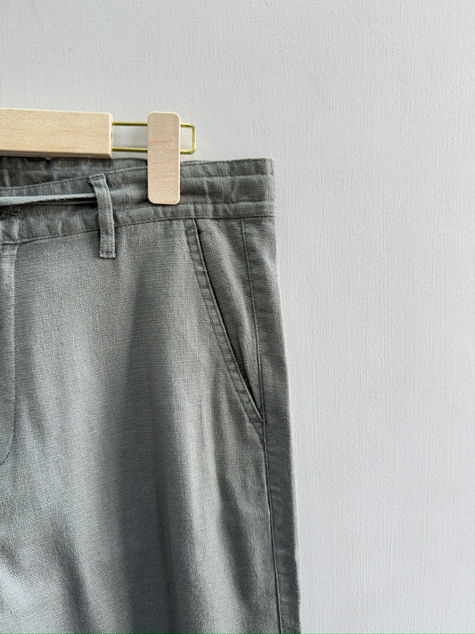 STRAIGHT FIT LINEN TROUSERS