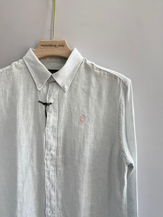LIGHT GRAY PURE LINEN SHIRT