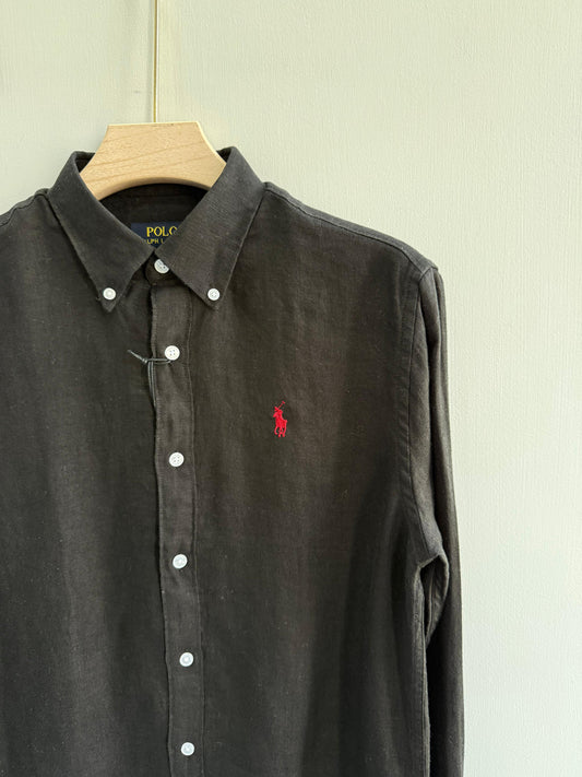 BLACK PURE LINEN SHIRT