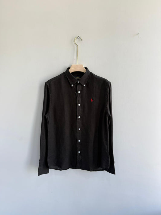 BLACK PURE LINEN SHIRT