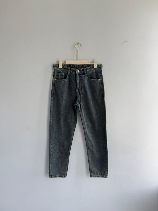 DARK BLUE MOM FIT TROUSERS