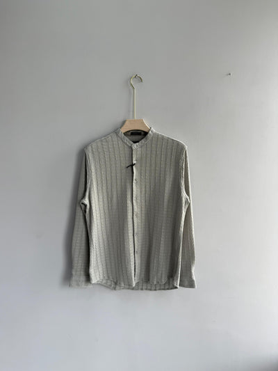 LIGHT GRAY IMPORTED MANDRIAN COLLAR SHIRT