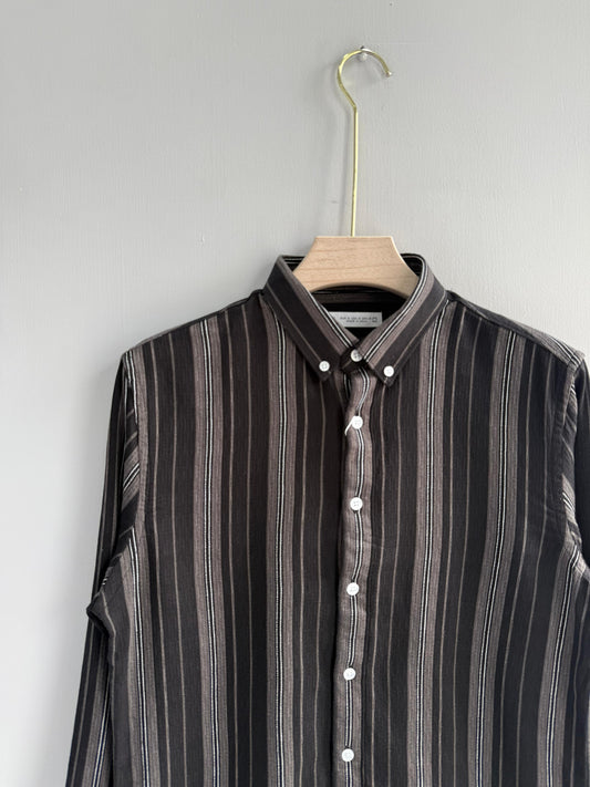 BLACK COTTON STRIPE SHIRT