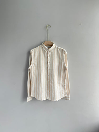 LIGHT ORANGE COTTON STRIPE SHIRT