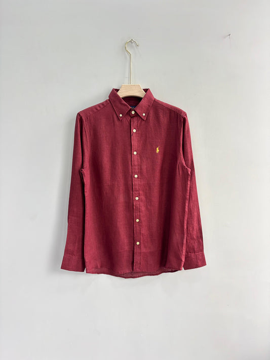MEROON PURE LINEN SHIRT