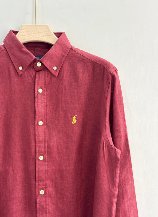 MEROON PURE LINEN SHIRT