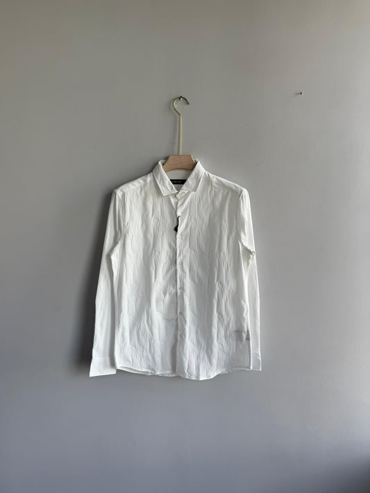 WHITE IMPORTED SELF PRINTED SHIRT
