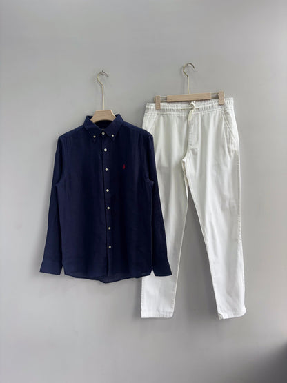 NAVY BLUE PURE LINEN SHIRT