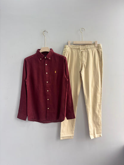 MEROON PURE LINEN SHIRT