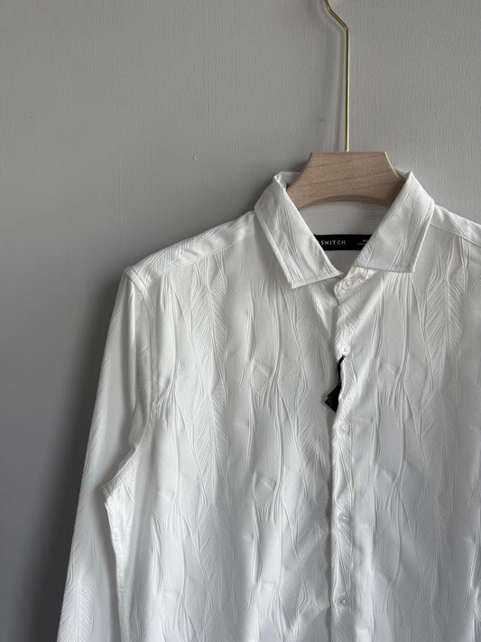 WHITE IMPORTED SELF PRINTED SHIRT