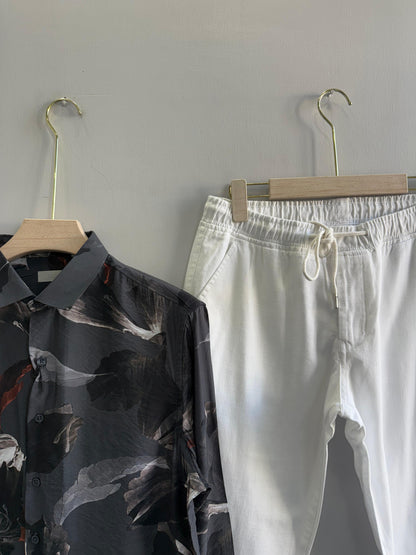 BLACK IMPORTED FLORAL SHIRT