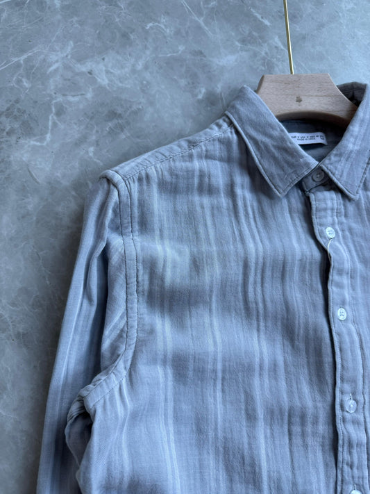 GRAY LINEN STRIPE SSHIRT