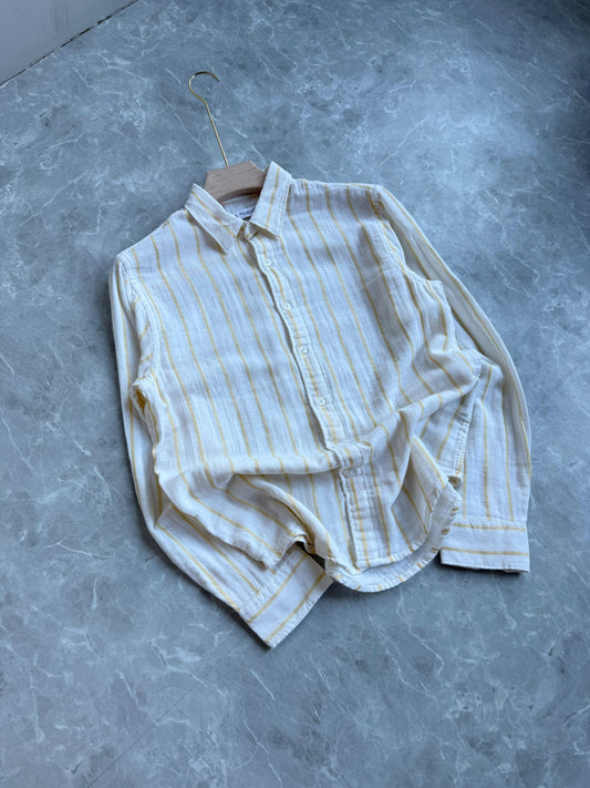 YELLOW STRIPE LINEN SHIRT