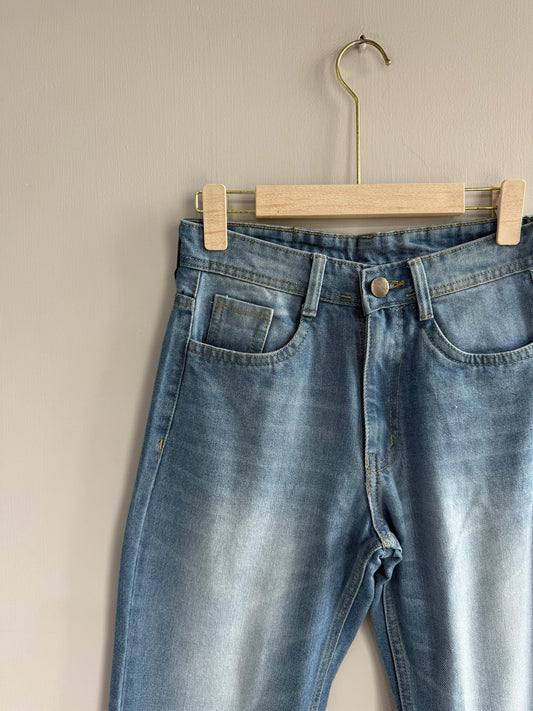 LIGHT BLUE MOM FIT DENIM TROUSERS
